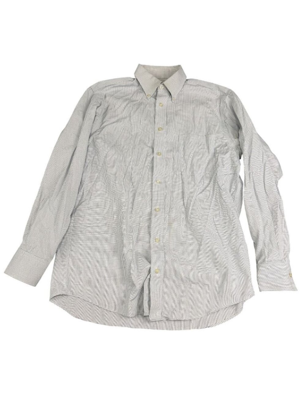 Kenneth Cole Reaction Mens White & Navy Checkered Button-Down Dress Shirt 15